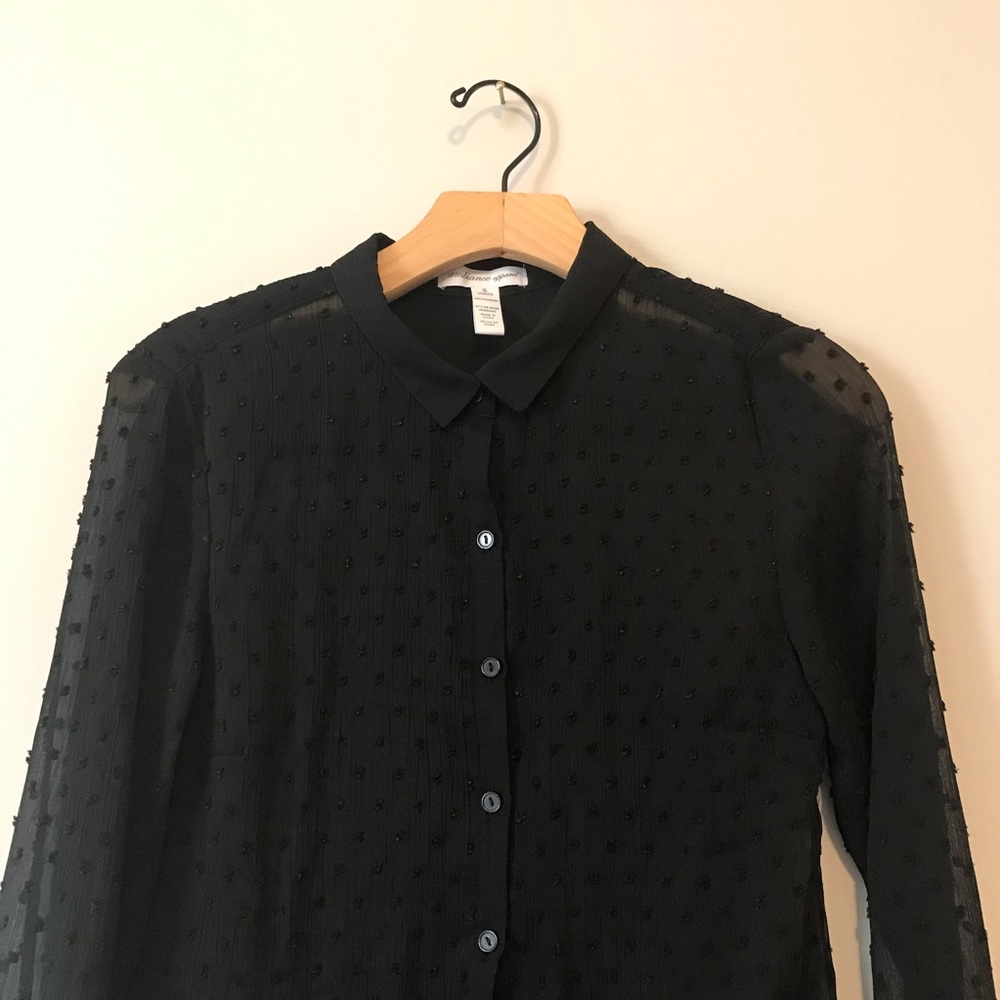 Ambiance Apparel see through sheer blouse polkadot - Picture 2 of 9